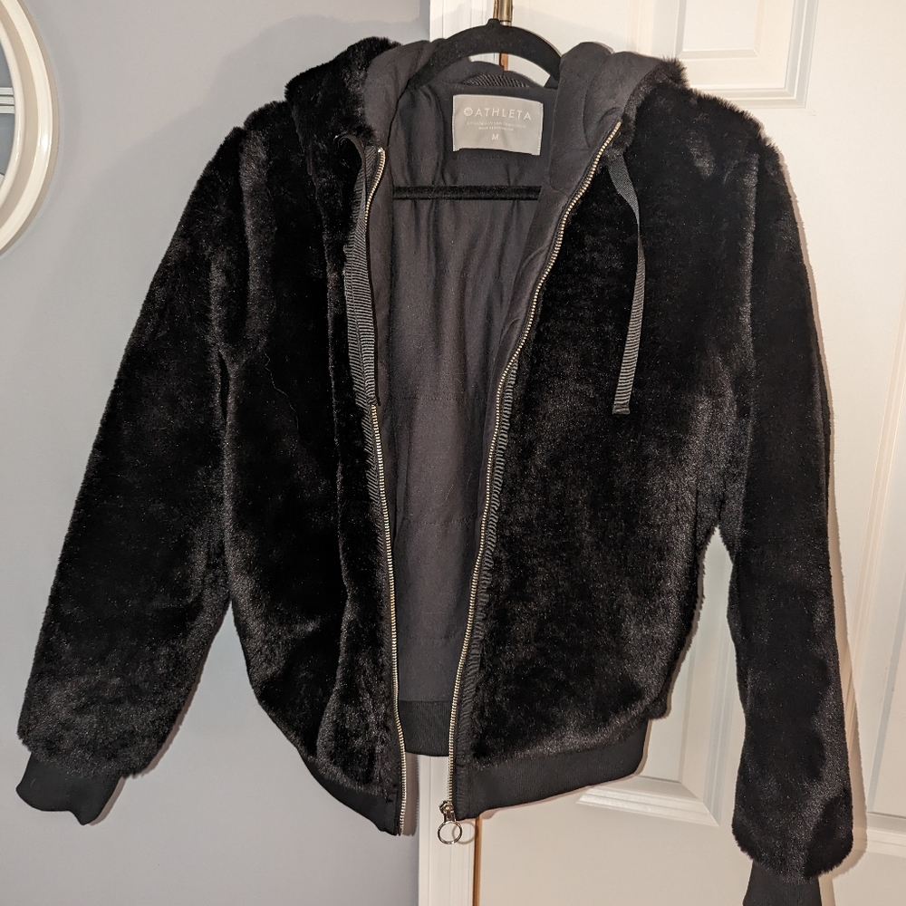 Athleta faux fur hooded zip up sweatshirt